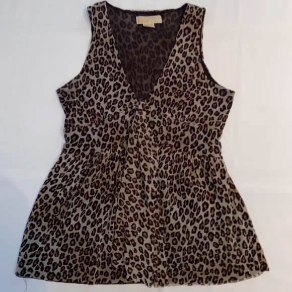 Michael Michael Kors Leopard Sleeveless Blouse - Picture 1 of 9